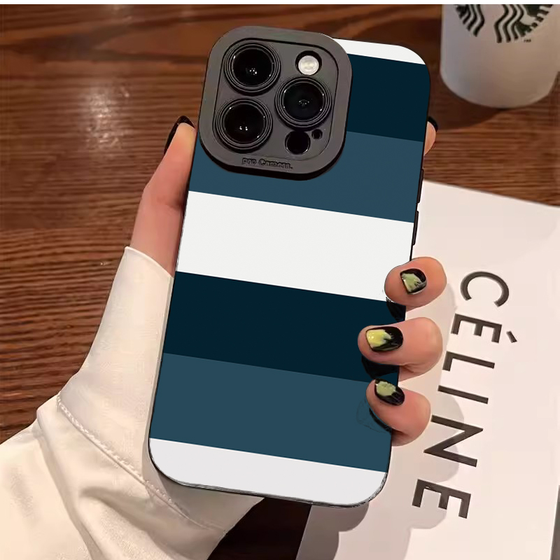 Phone Cases Samsung S24 - Blue White Striped Pattern Phone Case