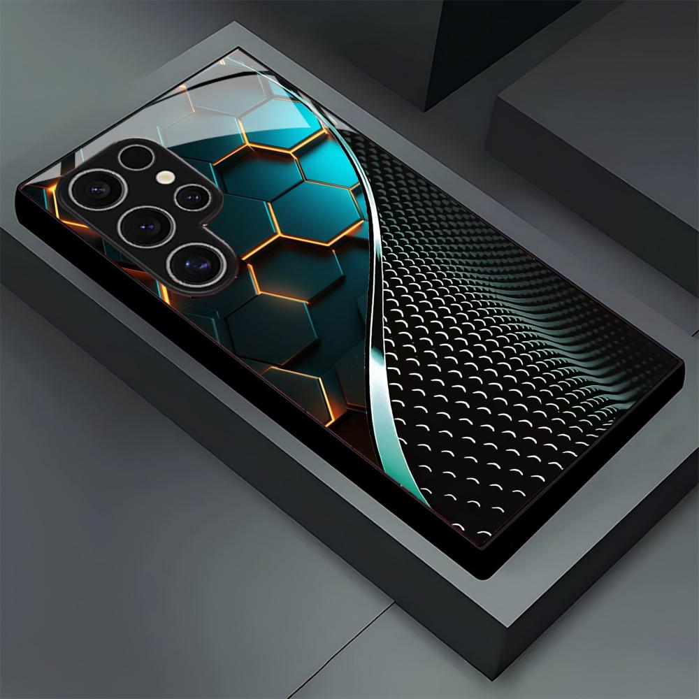 Phone Cases Samsung S24 - Creative Honeycomb Wood Pattern glass Phone