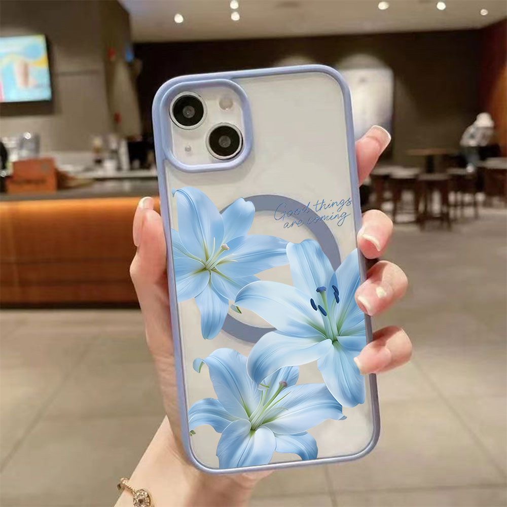 Phone Cases Magsafe - Blue Lily Flower Magnetic Phone Case