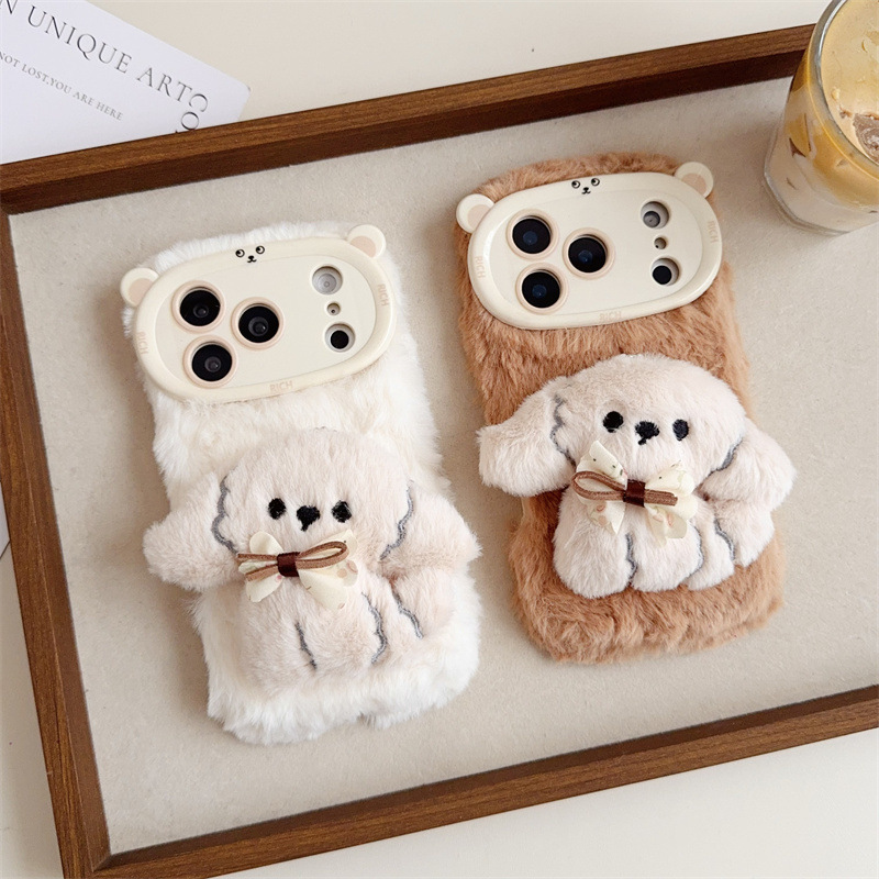 3D Cartoon Bowknot Puppy Warm  - Phone Cases For Iphone 15 review and price