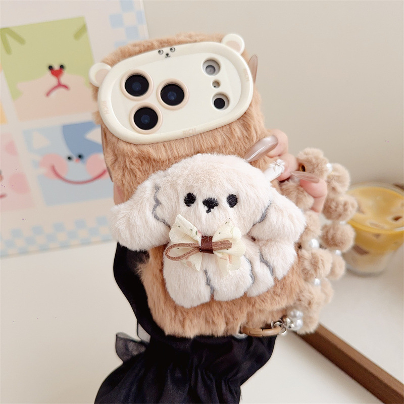 3D Cartoon Bowknot Puppy Warm  - Phone Cases For Iphone 15 review and price