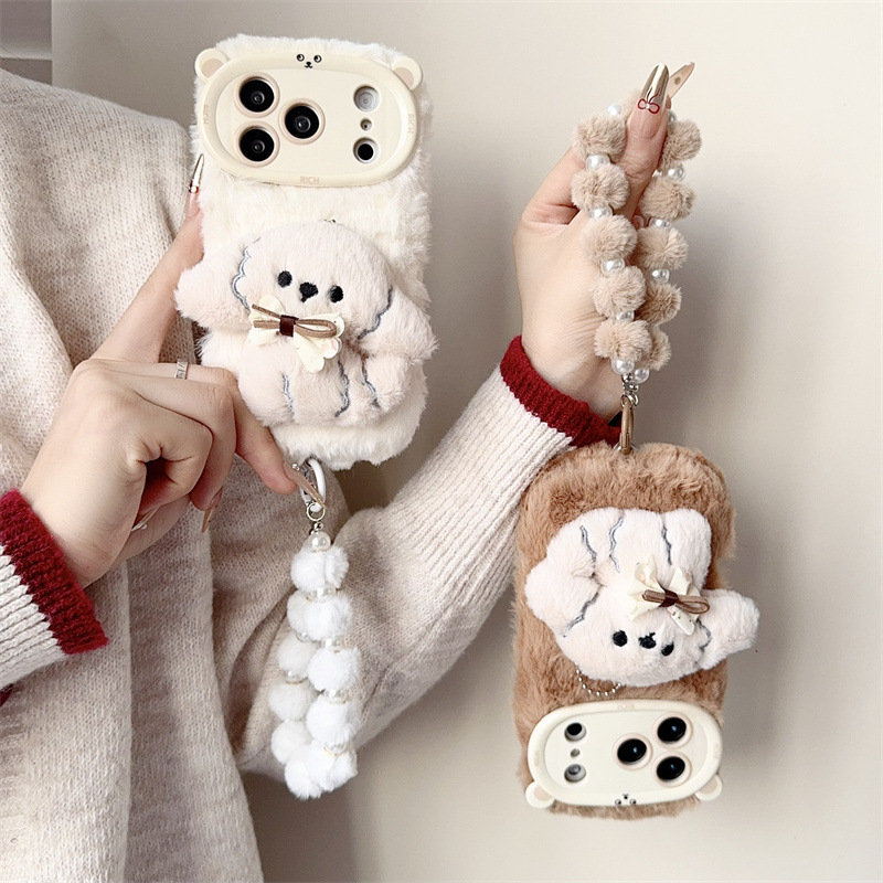 3D Cartoon Bowknot Puppy Warm  - Phone Cases For Iphone 15 review and price