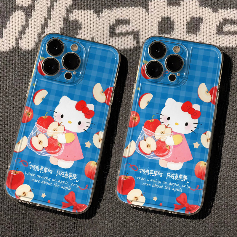 Cute Sanrio Blue Plaid Helloki - Phone Cases Hello Kitty review and price