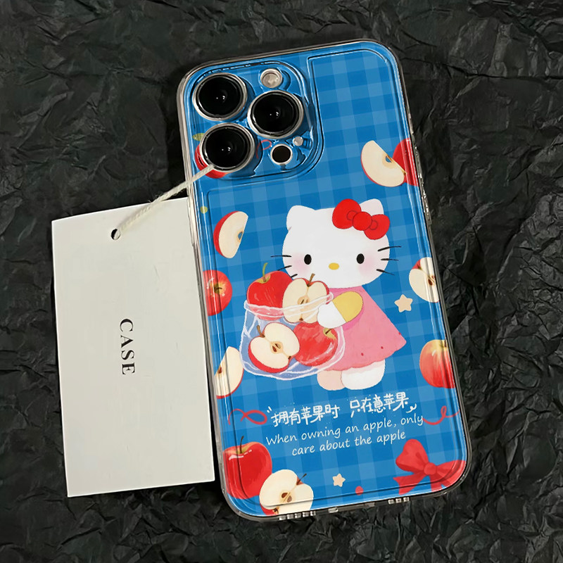 Cute Sanrio Blue Plaid Helloki - Phone Cases Hello Kitty review and price