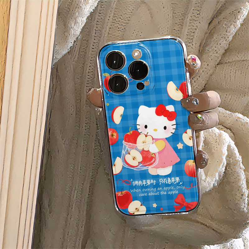 Cute Sanrio Blue Plaid Helloki - Phone Cases Hello Kitty review and price