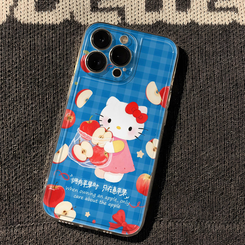 Cute Sanrio Blue Plaid Helloki - Phone Cases Hello Kitty review and price