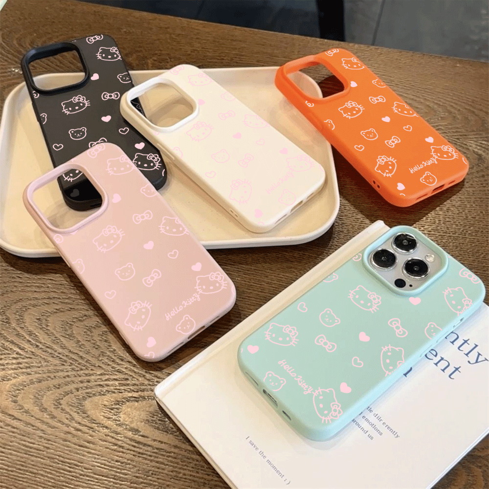 Cute HelloKitty Pink Line Cat  - Phone Cases Hello Kitty review and price