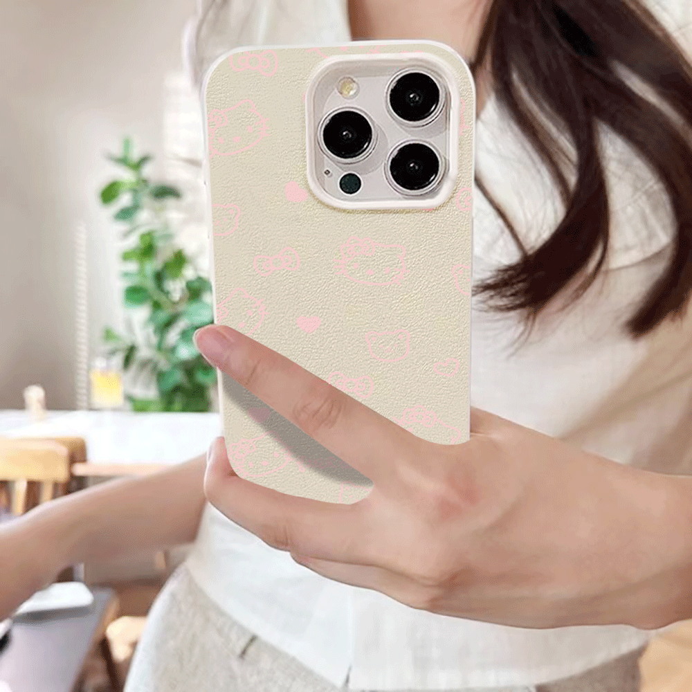 Cute HelloKitty Pink Line Cat  - Phone Cases Hello Kitty review and price
