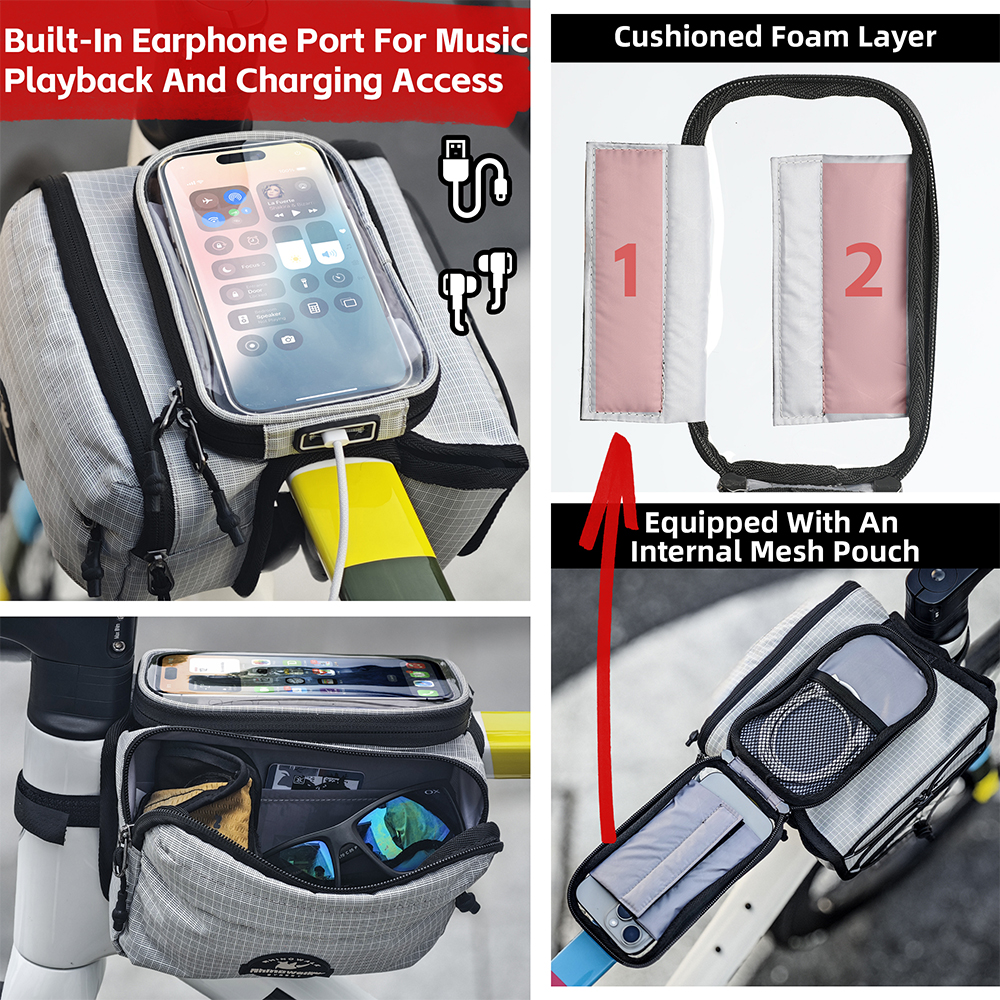 Rhinowalk Bike Top Tube Bag Ra - Phone Cases Youtube review and price