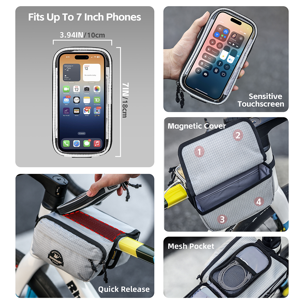 Rhinowalk Bike Top Tube Bag Ra - Phone Cases Youtube review and price