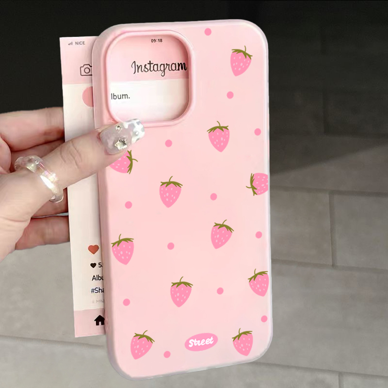 Sweet Pink Strawberry Pattern  - Phone Cases For Iphone 15 review and price