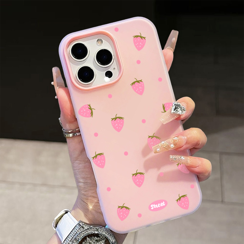 Sweet Pink Strawberry Pattern  - Phone Cases For Iphone 15 review and price