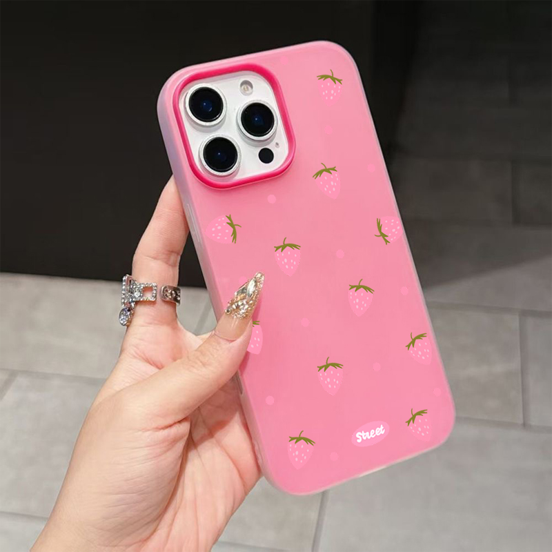 Sweet Pink Strawberry Pattern  - Phone Cases For Iphone 15 review and price