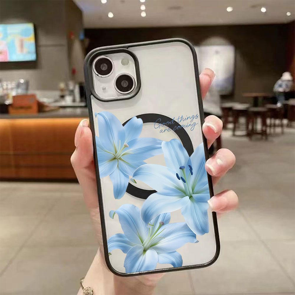 Blue Lily Flower Magnetic Phon - Phone Cases Magsafe review and price
