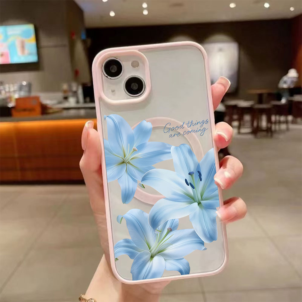 Blue Lily Flower Magnetic Phon - Phone Cases Magsafe review and price