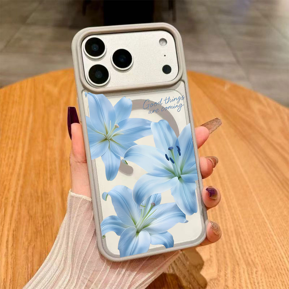 Blue Lily Flower Magnetic Phon - Phone Cases Magsafe review and price