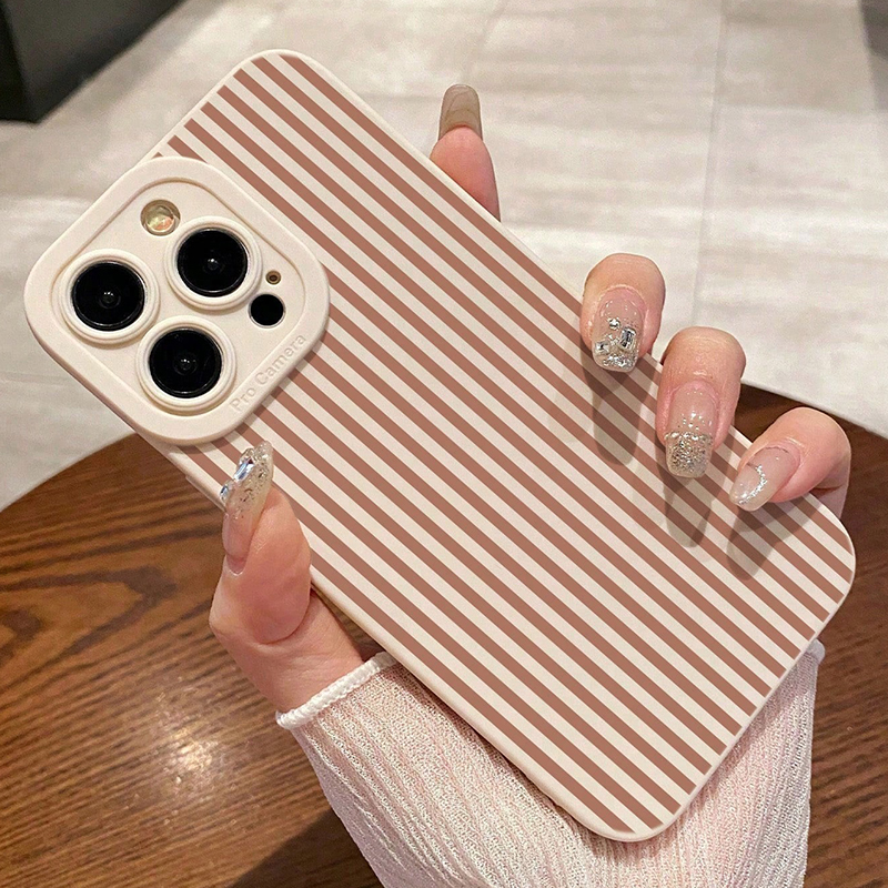 Pink Striped Painted Anti-Drop - Phone Cases For Iphone 15 review and price