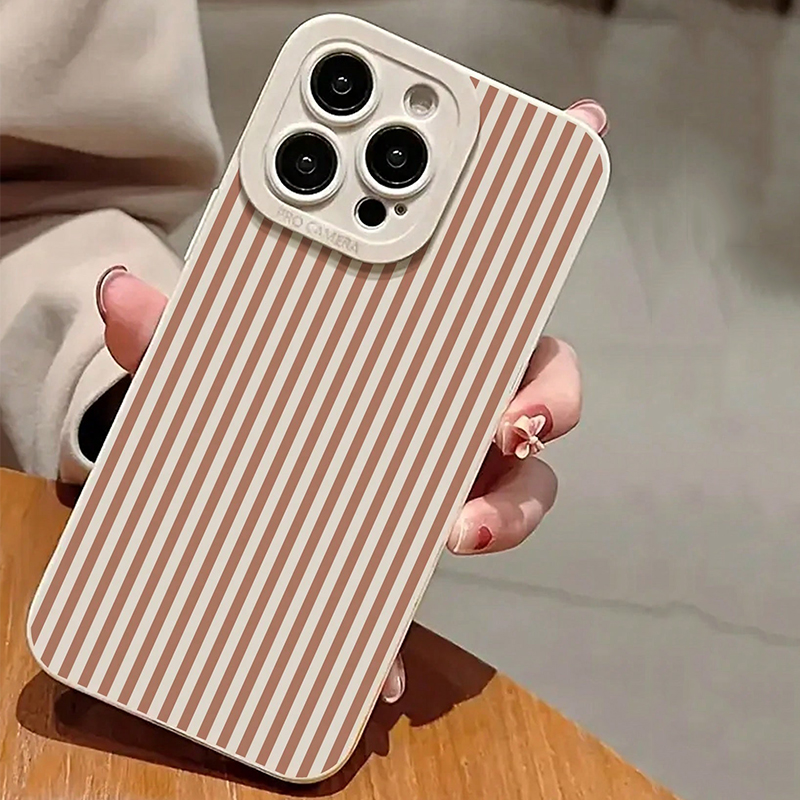 Pink Striped Painted Anti-Drop - Phone Cases For Iphone 15 review and price